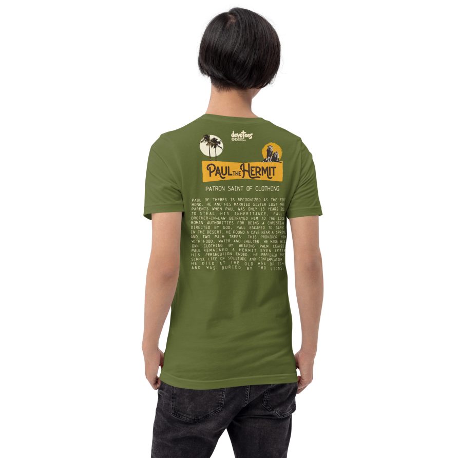 Paul the Hermit Unisex t-shirt - OLIVE - Image 3
