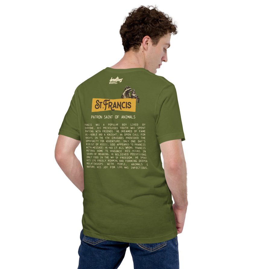 St. Francis Unisex t-shirt - OLIVE - Image 3