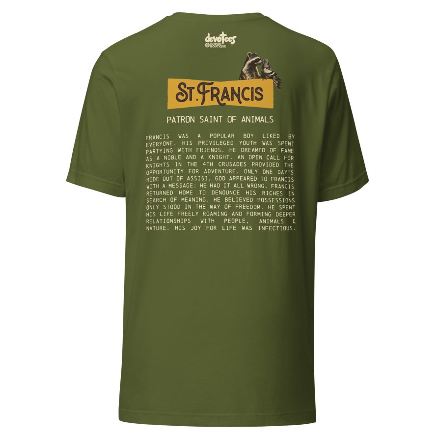 St. Francis Unisex t-shirt - OLIVE - Image 5