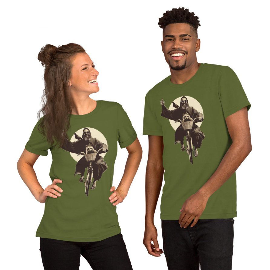 St. Francis Unisex t-shirt - OLIVE - Image 4