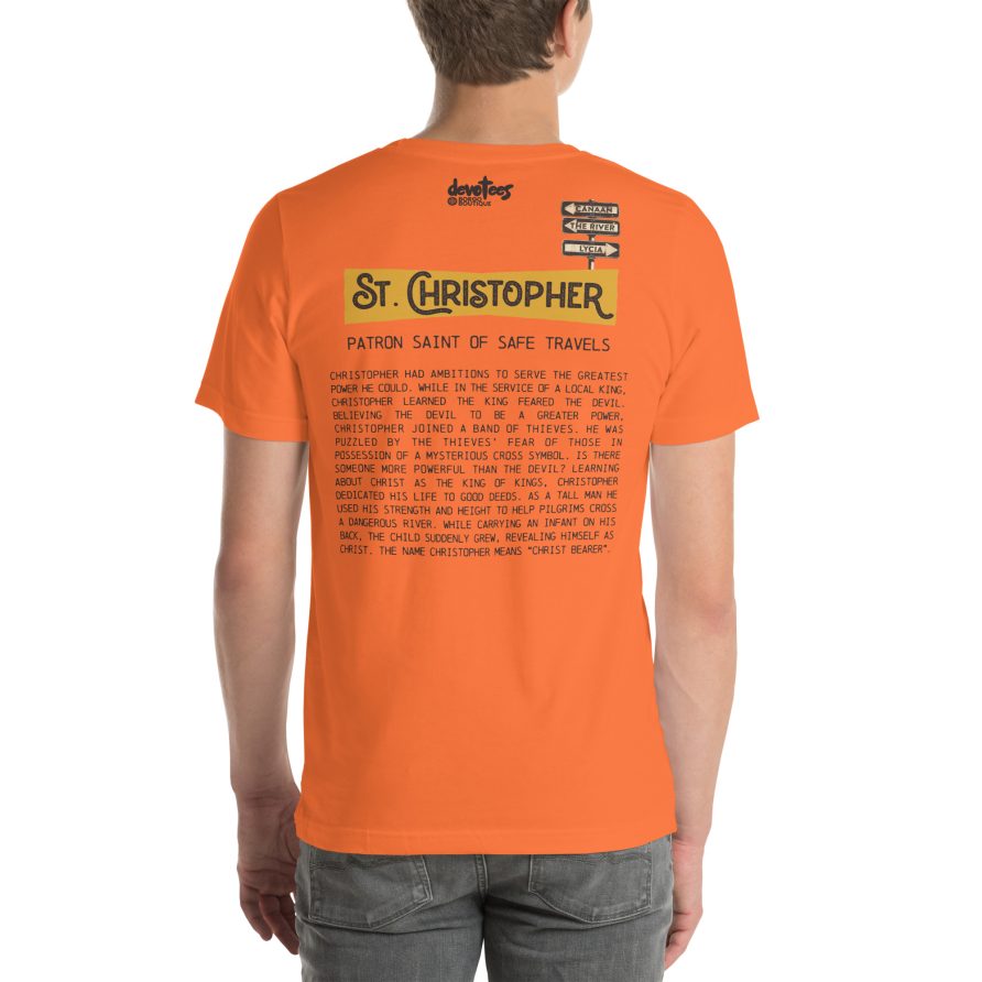St. Christopher Unisex t-shirt - ORANGE - Image 4
