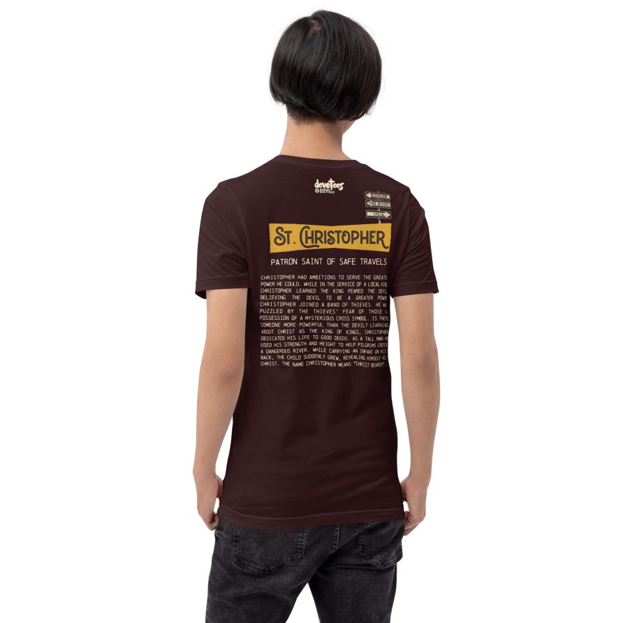 St. Christopher Unisex t-shirt - OXBLOOD BLACK - Image 3