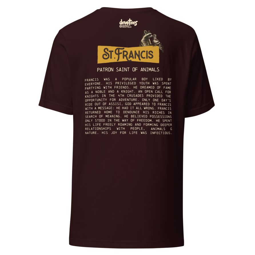 St. Francis Unisex t-shirt - OXBLOOD BLACK - Image 5