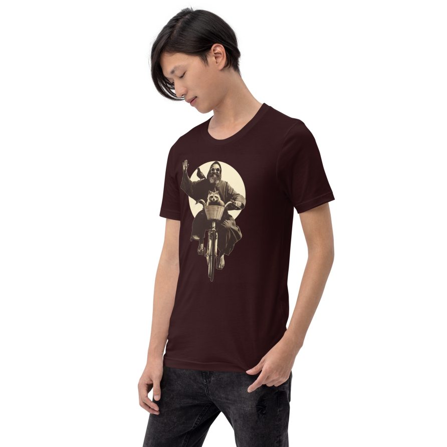 St. Francis Unisex t-shirt - OXBLOOD BLACK - Image 2