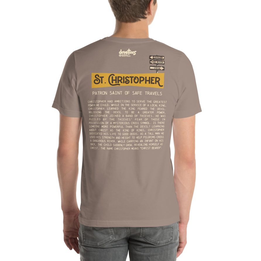 St. Christopher Unisex t-shirt = PEBBLE - Image 3