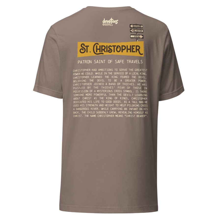 St. Christopher Unisex t-shirt = PEBBLE - Image 5