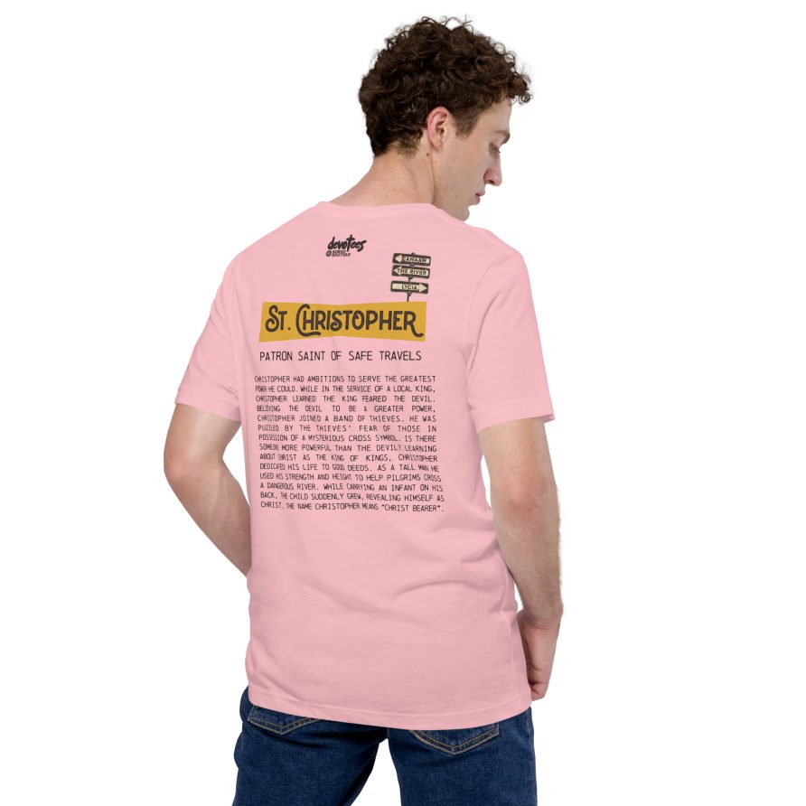 St. Christopher Unisex t-shirt - PINK - Image 3