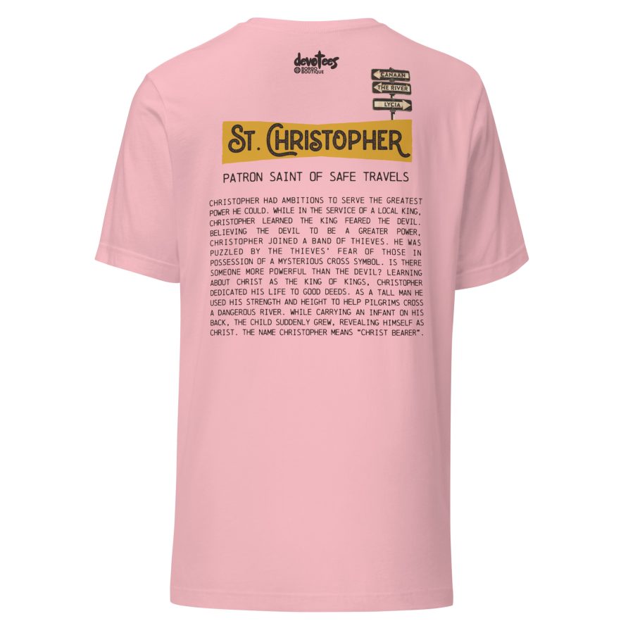 St. Christopher Unisex t-shirt - PINK - Image 5