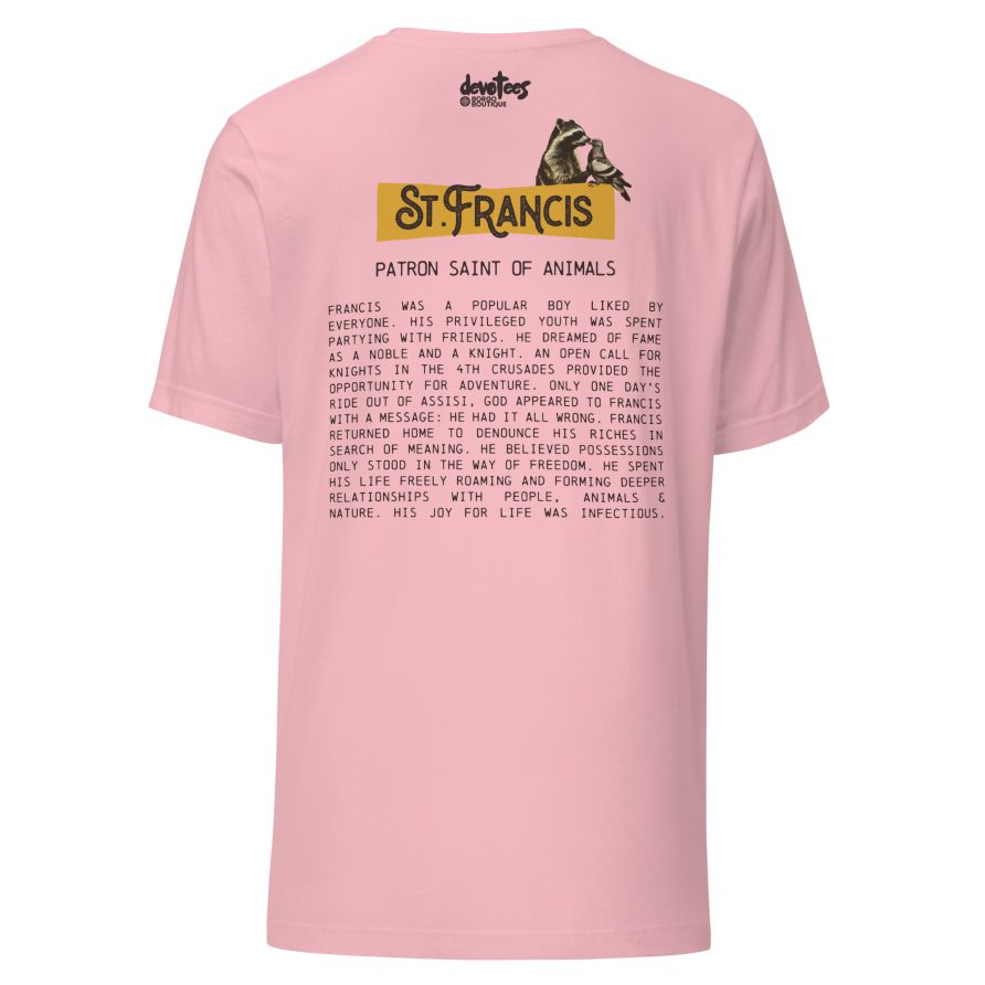 St. Francis Unisex t-shirt - PINK - Image 2