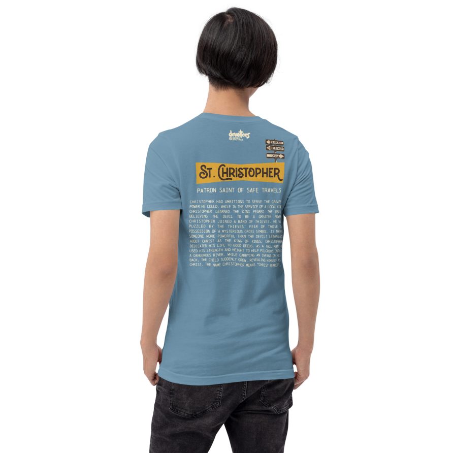 St. Christopher Unisex t-shirt - STEEL BLUE - Image 4