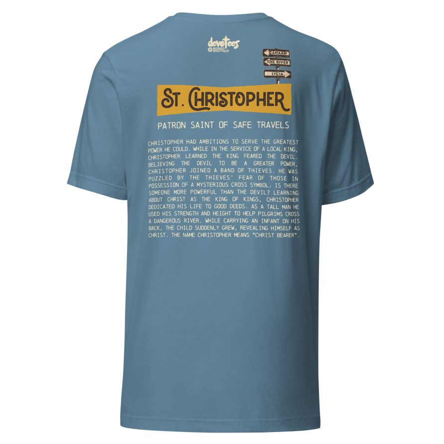 St. Christopher Unisex t-shirt - STEEL BLUE - Image 5