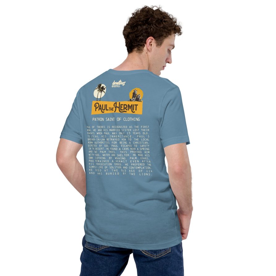 Paul the Hermit Unisex t-shirt - STEEL BLUE - Image 3