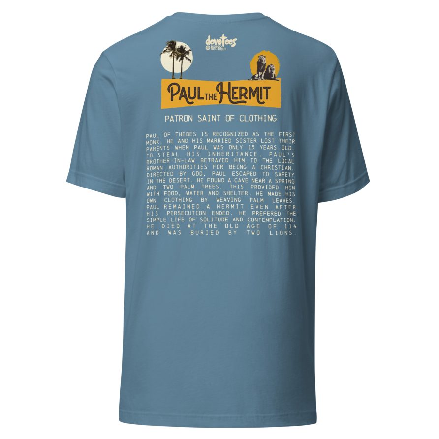 Paul the Hermit Unisex t-shirt - STEEL BLUE - Image 4