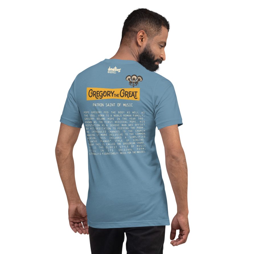 Gregory the Great Unisex t-shirt - STEEL BLUE - Image 3