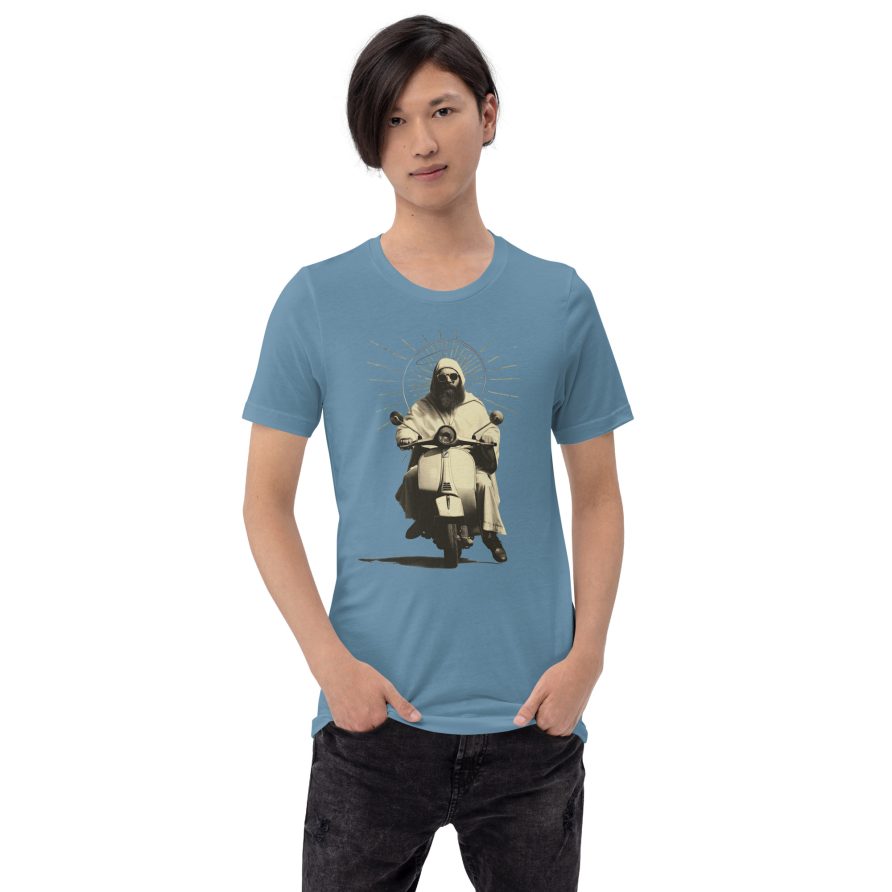 St. Christopher Unisex t-shirt - STEEL BLUE - Image 2