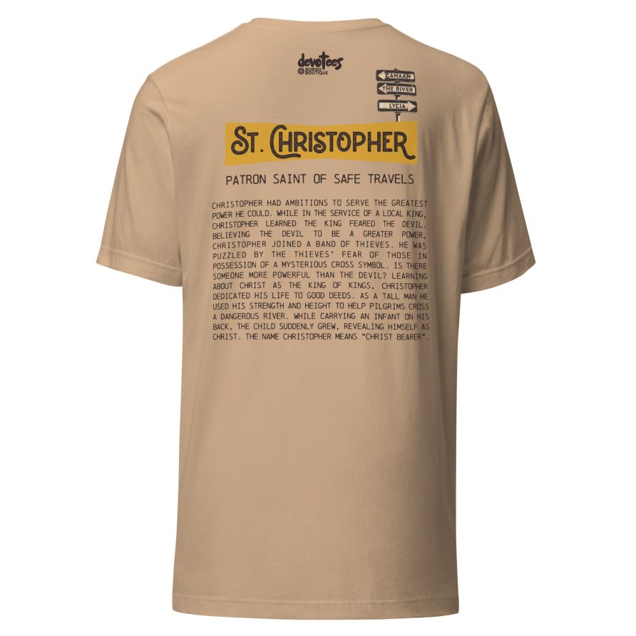 St. Christopher Unisex t-shirt – TAN - Image 5