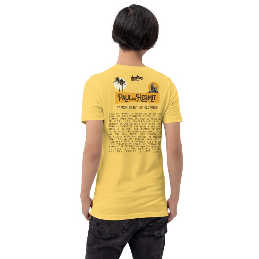 Paul the Hermit Unisex t-shirt - YELLOW - Image 2