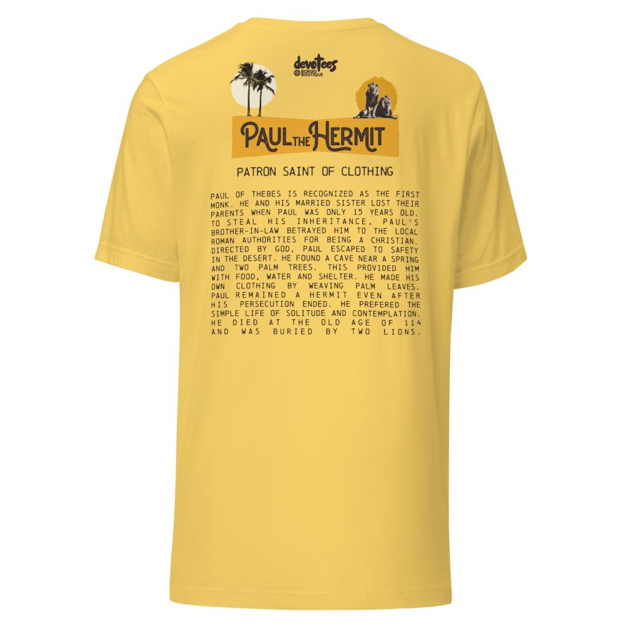 Paul the Hermit Unisex t-shirt - YELLOW - Image 5